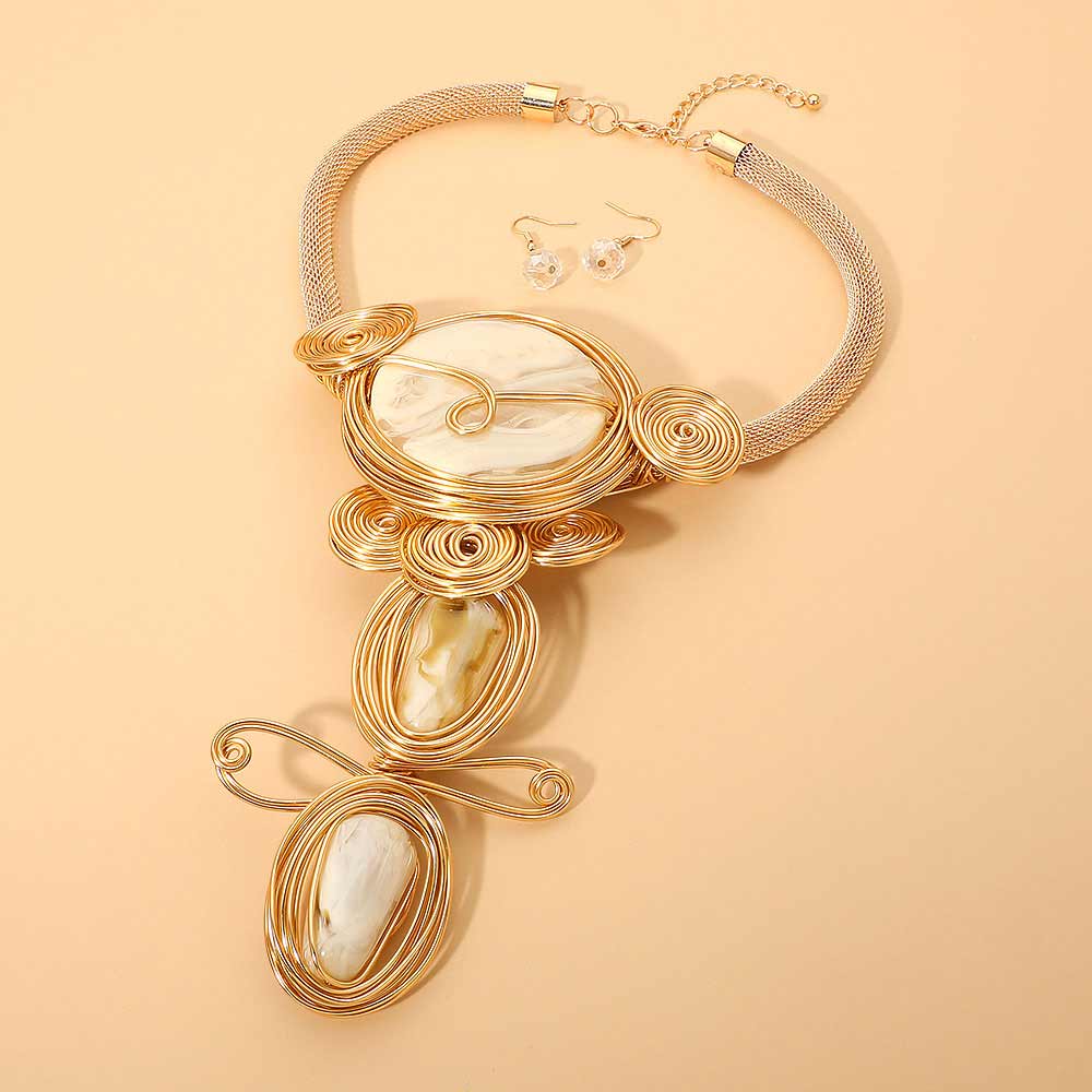 Bold Abstract Wire Statement Necklace