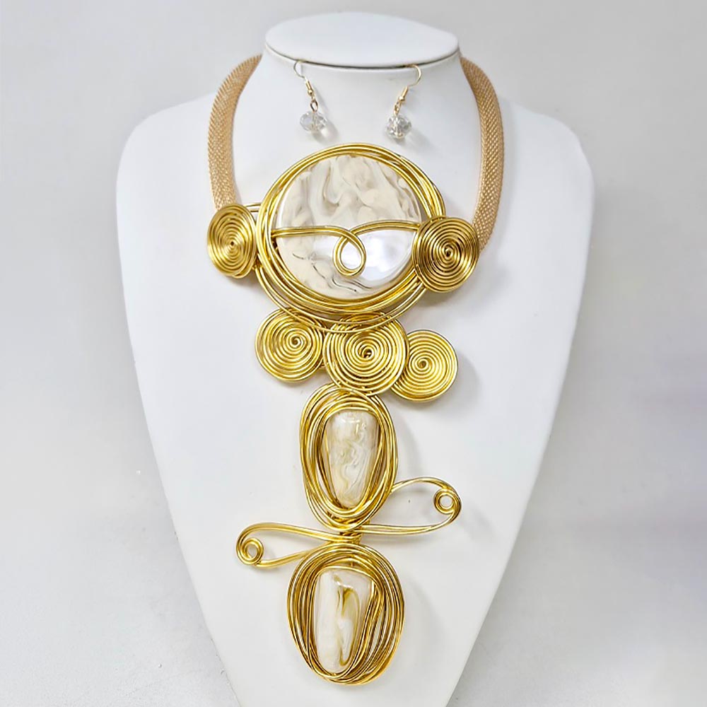 Bold Abstract Wire Statement Necklace